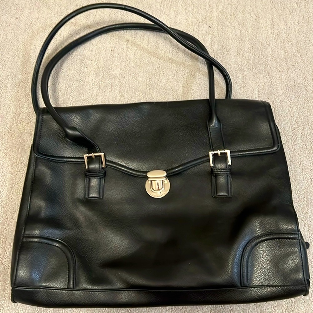 Black leather briefcase/purse perfect for work, laptop and work files